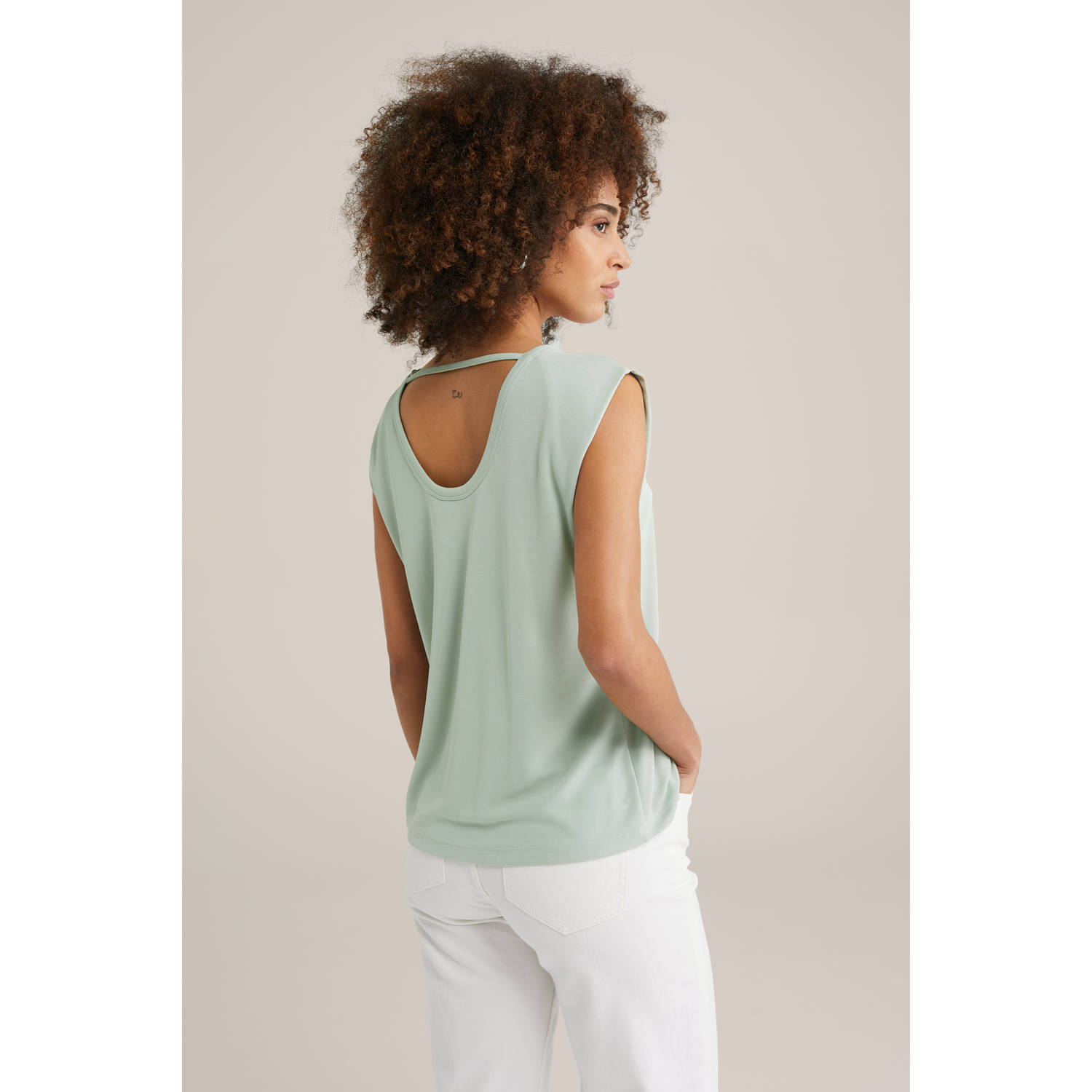 WE Fashion mouwloze top mintgroen