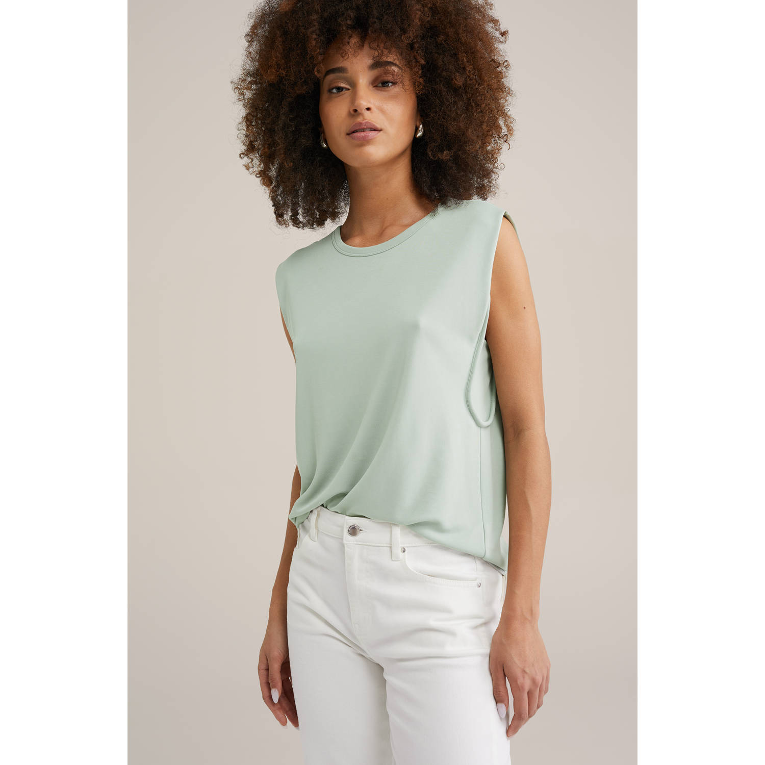 WE Fashion mouwloze top mintgroen