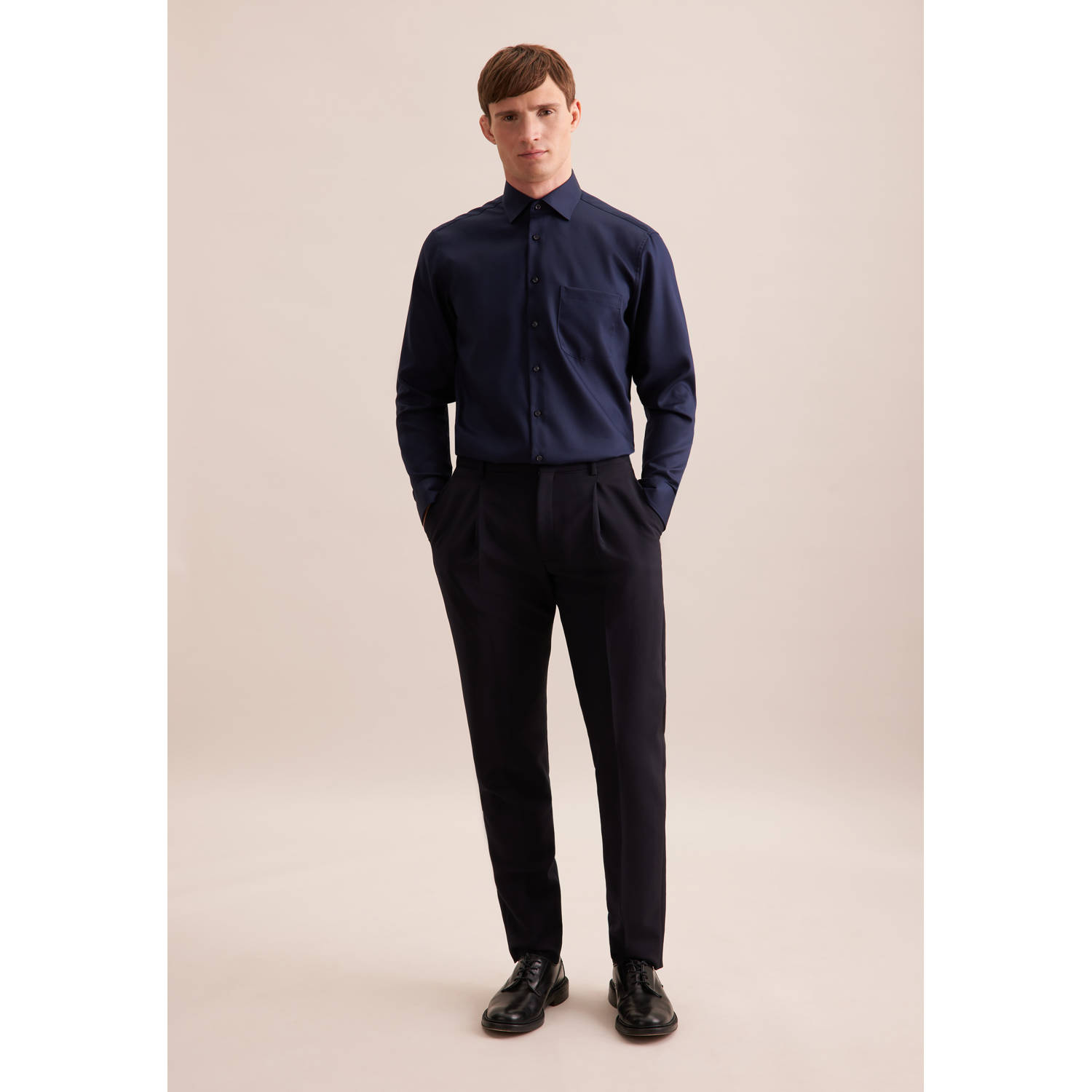 Seidensticker casual overhemd donkerblauw