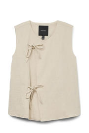 thumbnail: Beige dames VERO MODA CURVE gilet van viscose met effen en striksluiting
