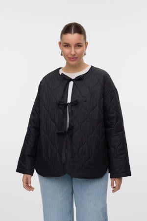 gewatteerde jas quilted zwart