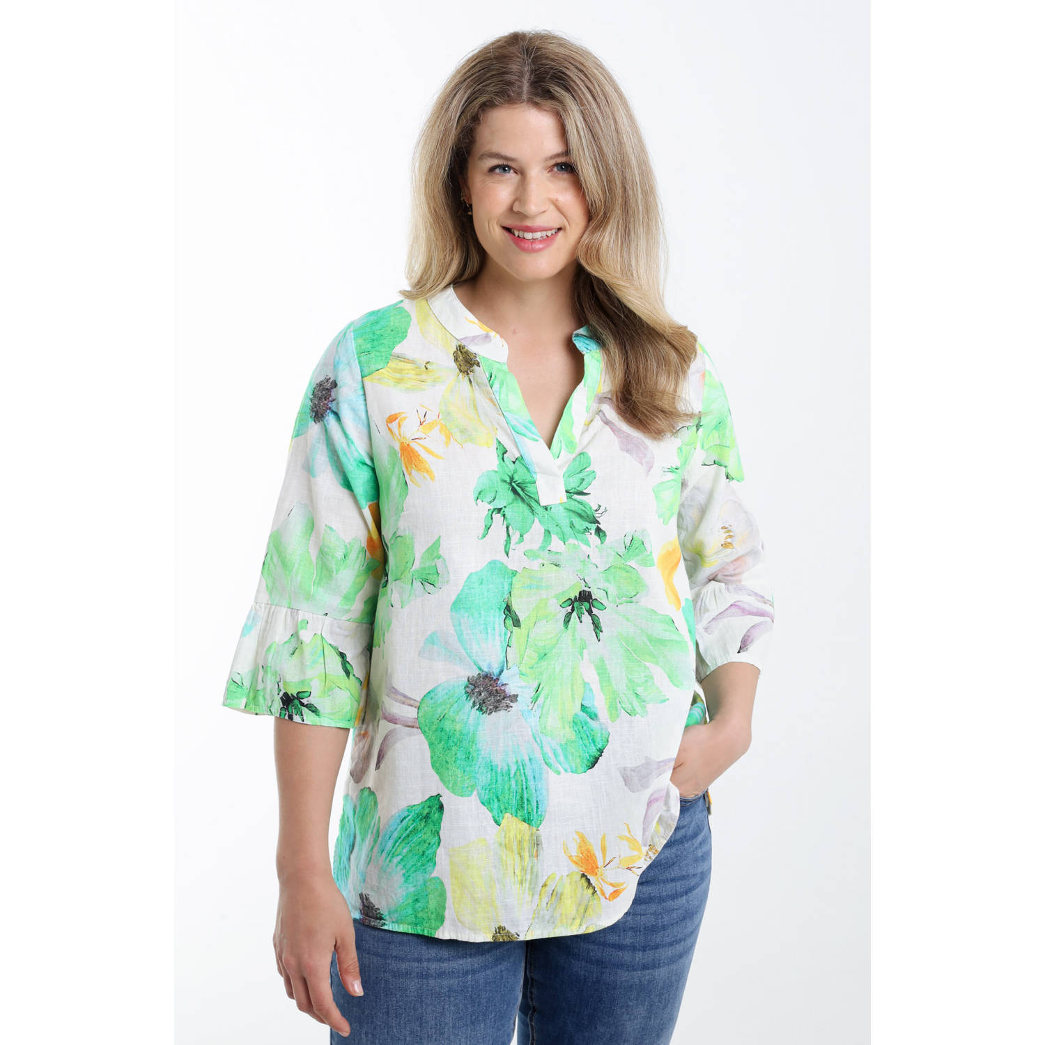 Paprika linnen blousetop groen