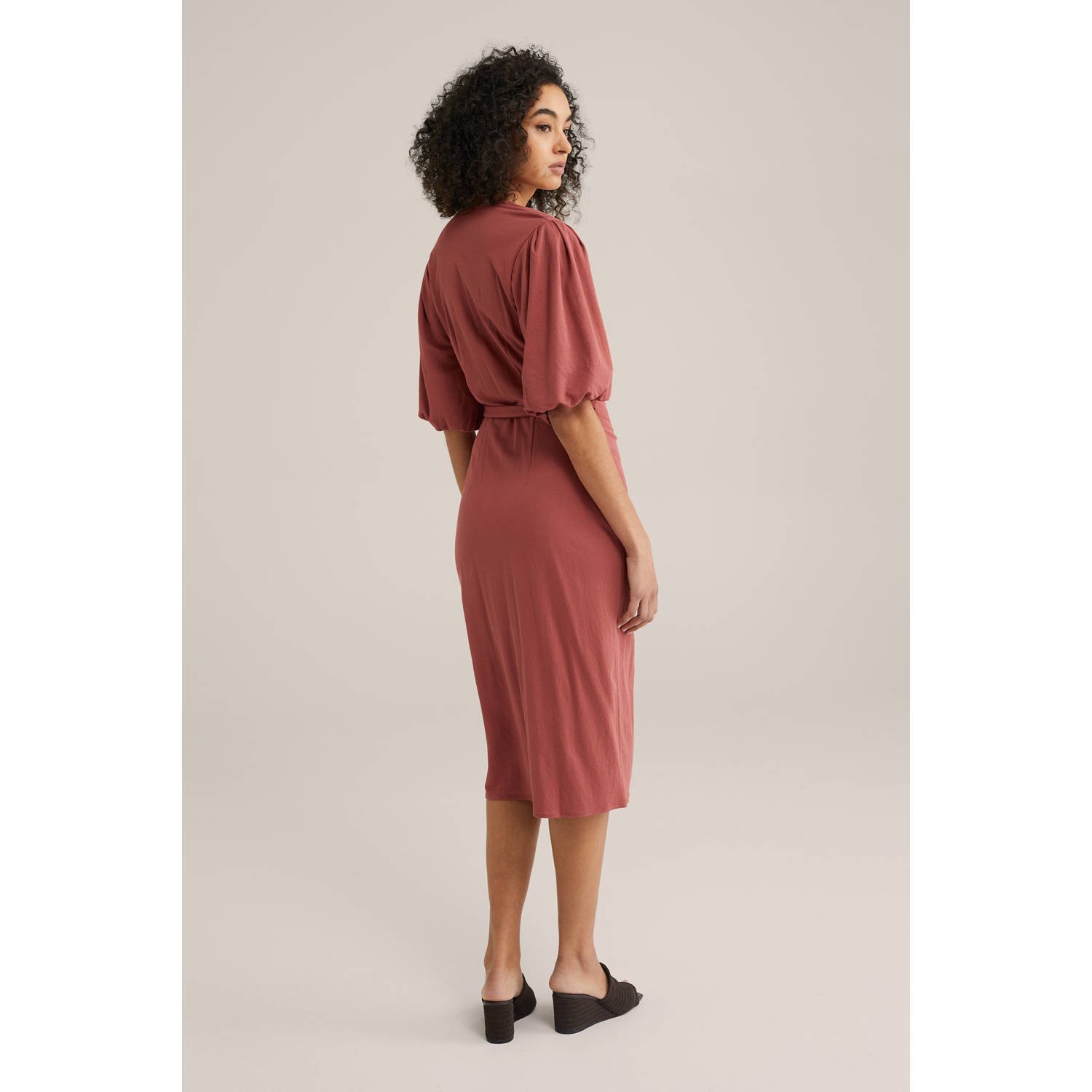WE Fashion wikkel- overslagjurk donkerrood