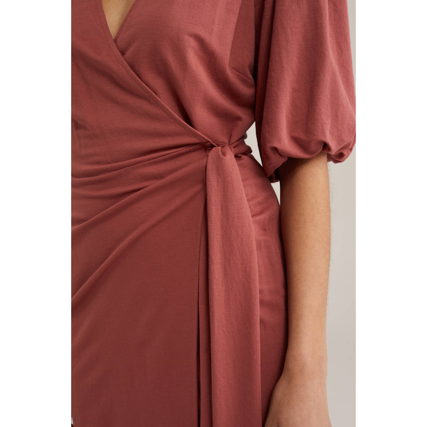 WE Fashion wikkel- overslagjurk donkerrood