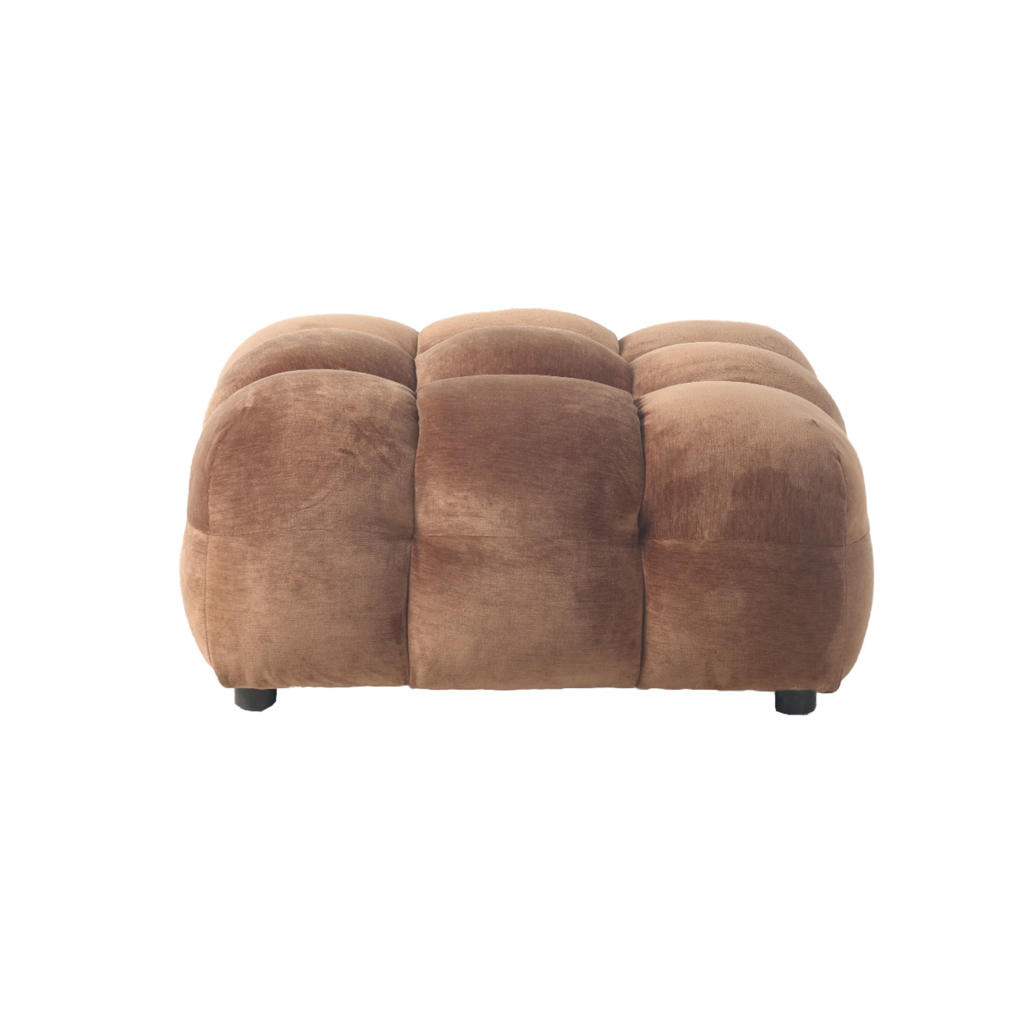 Dutchbone Hackman Hocker Velours Cognac Bruin
