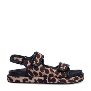 sandalen met panterprint beige/zwart