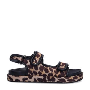 sandalen met panterprint beige/zwart
