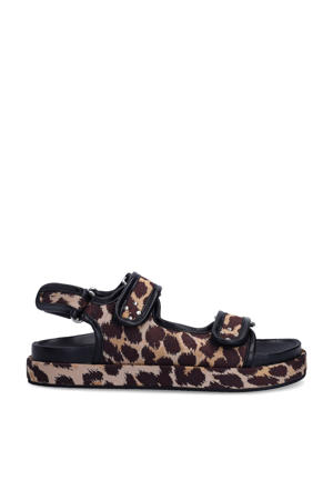 sandalen met panterprint beige/zwart