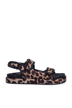 sandalen met panterprint beige/zwart
