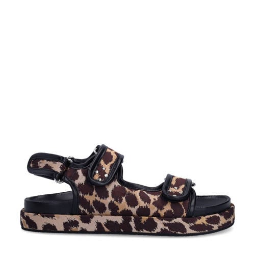 Sacha sandalen met panterprint beige/zwart