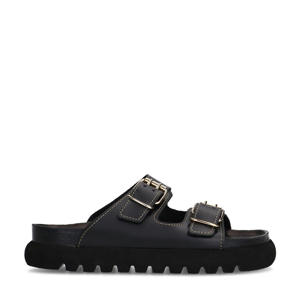 leren slippers zwart