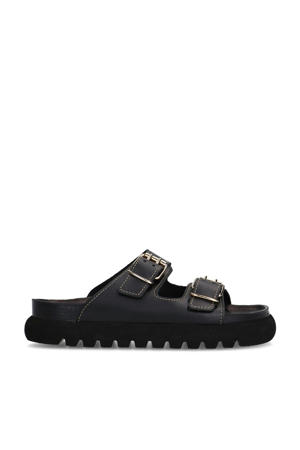 leren slippers zwart