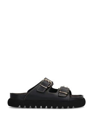 leren slippers zwart