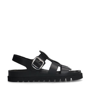   leren sandalen zwart