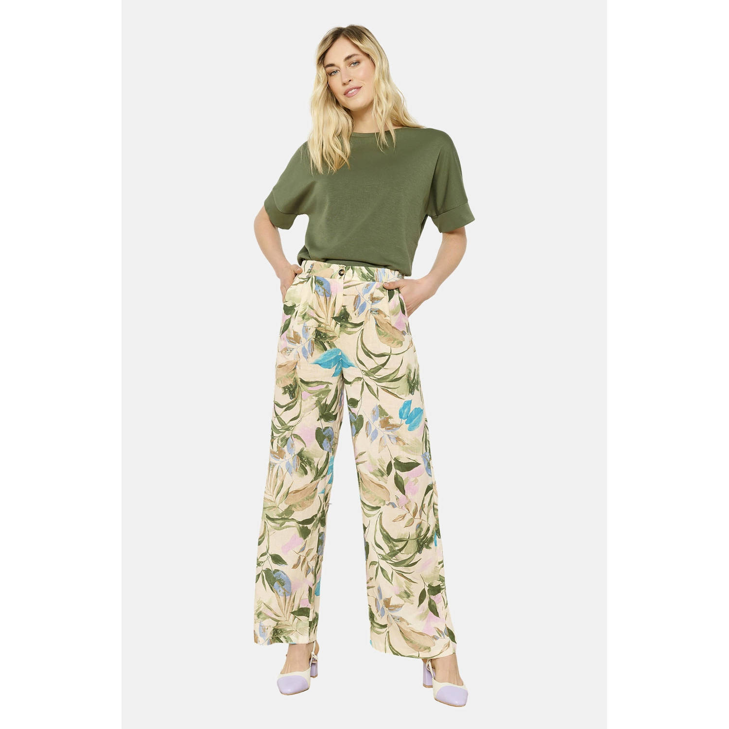 LOLALIZA wide leg regular waist pantalon ecru