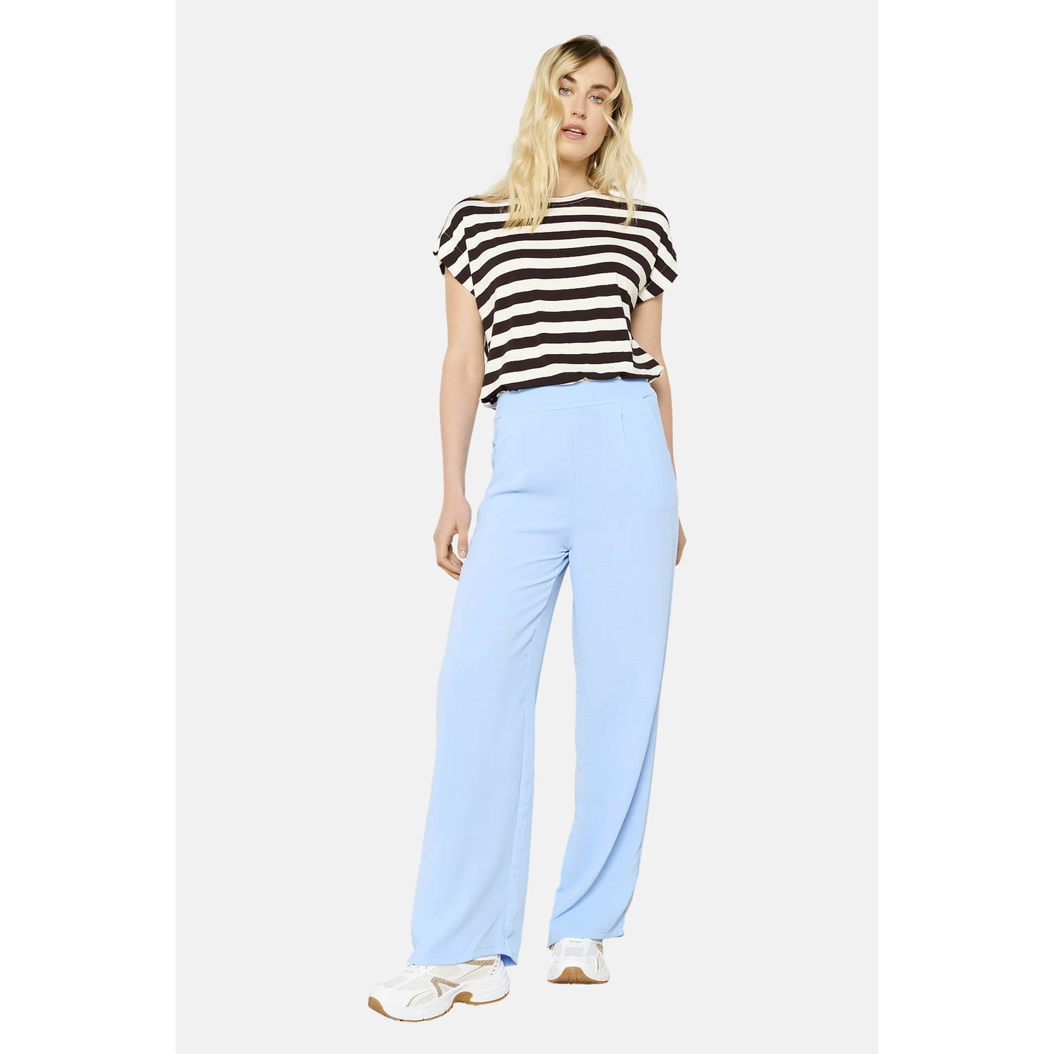 LOLALIZA wide leg regular waist casual broek lichtblauw
