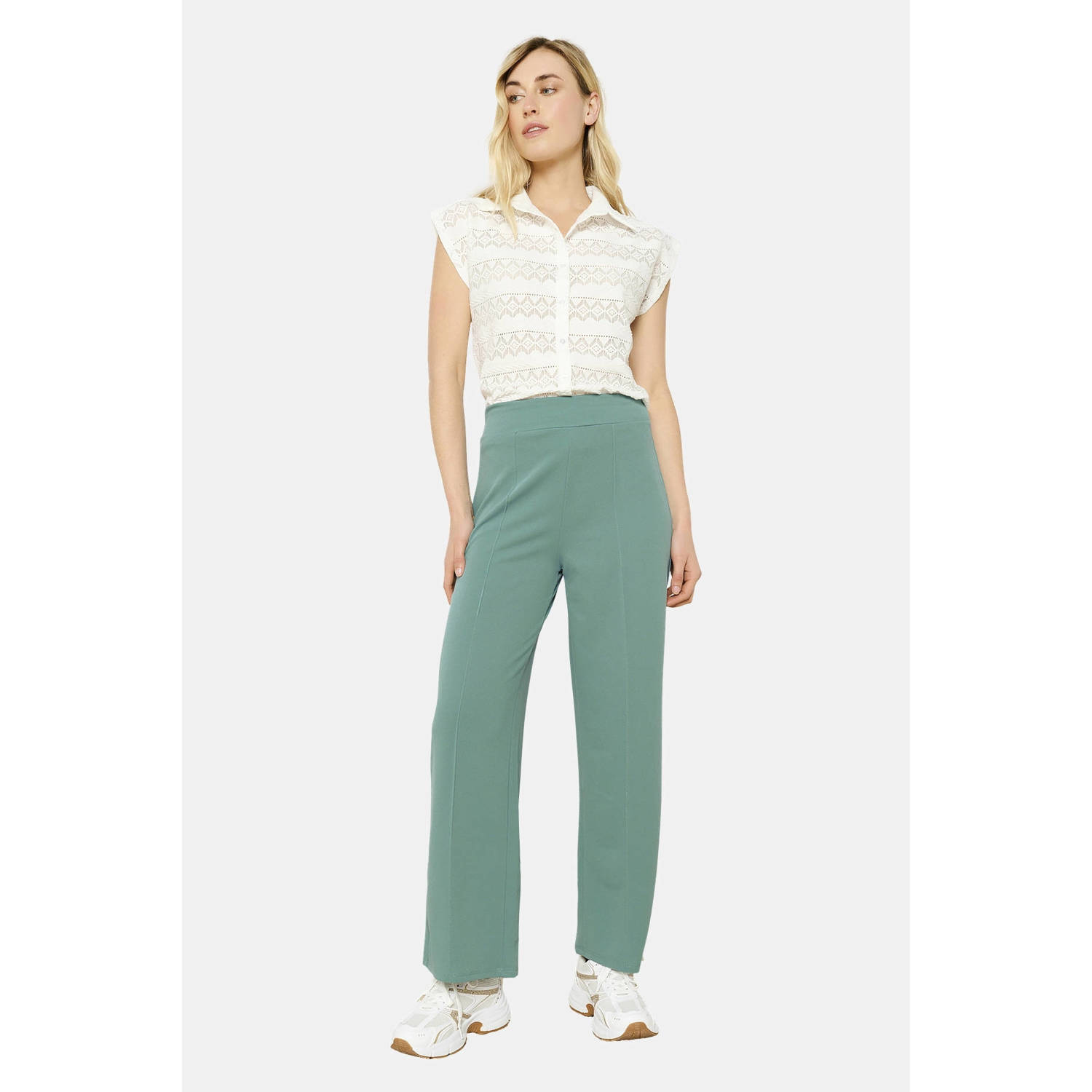 LOLALIZA wide leg high waist casual broek mintgroen