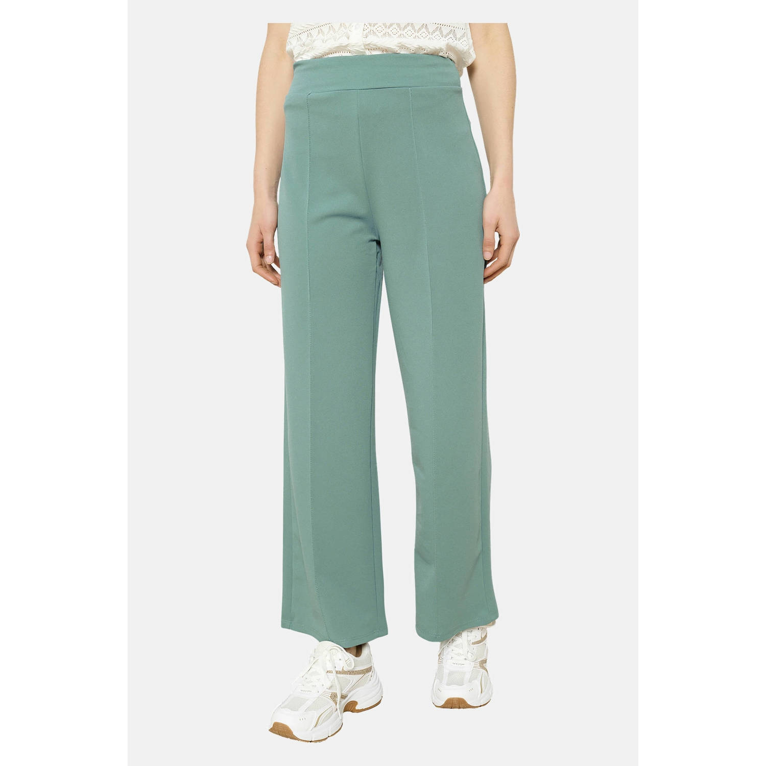 LOLALIZA wide leg high waist casual broek mintgroen
