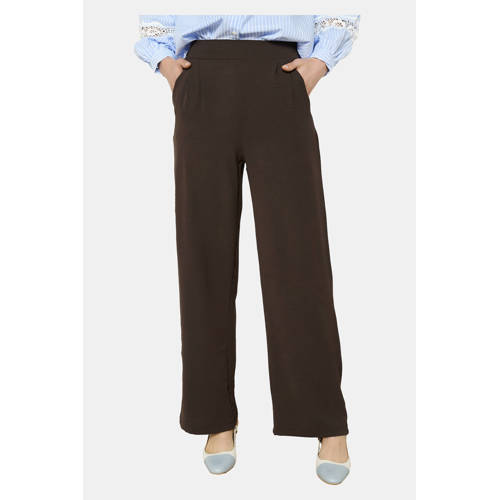 LOLALIZA wide leg regular waist casual broek donkerbruin afbeelding