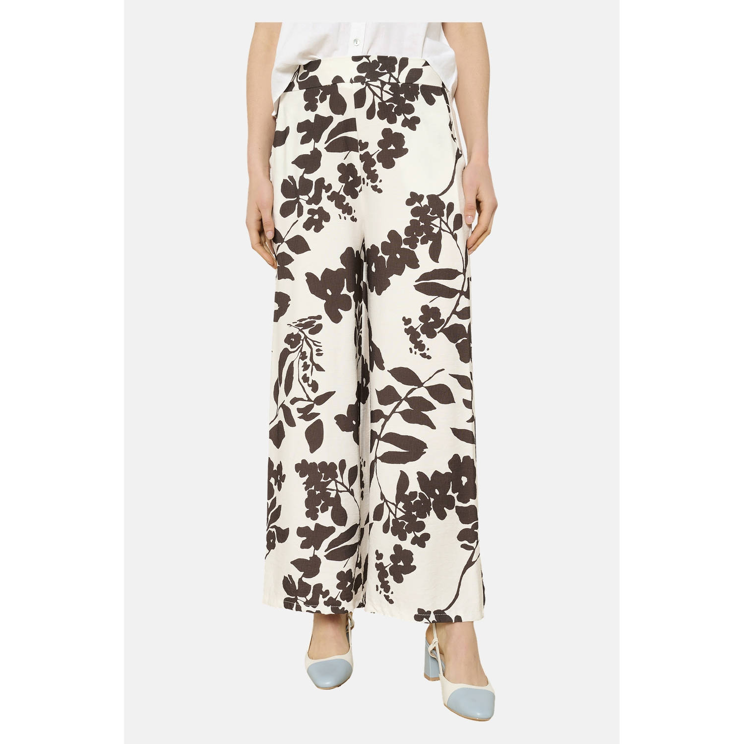 LOLALIZA wide leg regular waist broek ecru