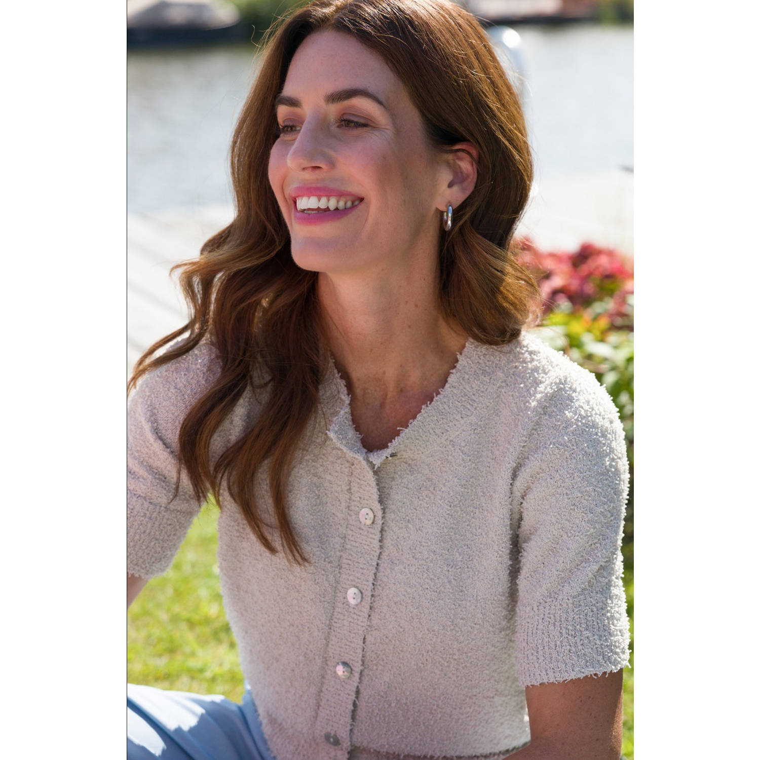 Ivy Beau gebreid vest ecru