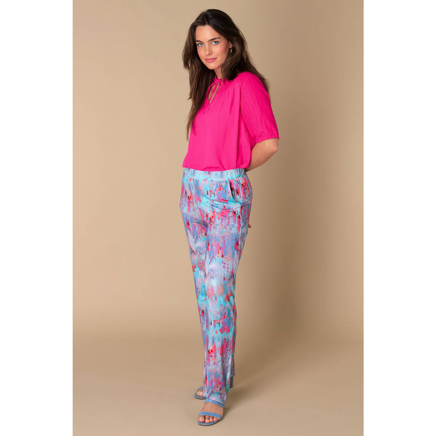 Ivy Beau wide leg high waist broek paars