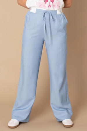 wide leg regular waist broek lichtblauw