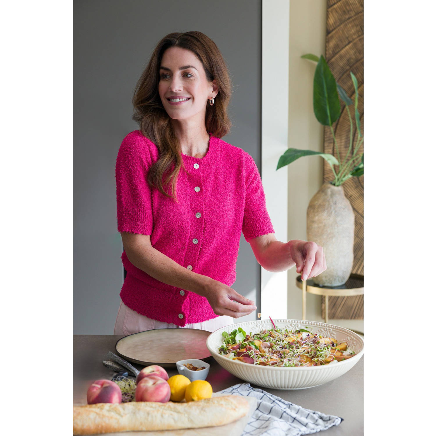 Ivy Beau gebreid vest roze