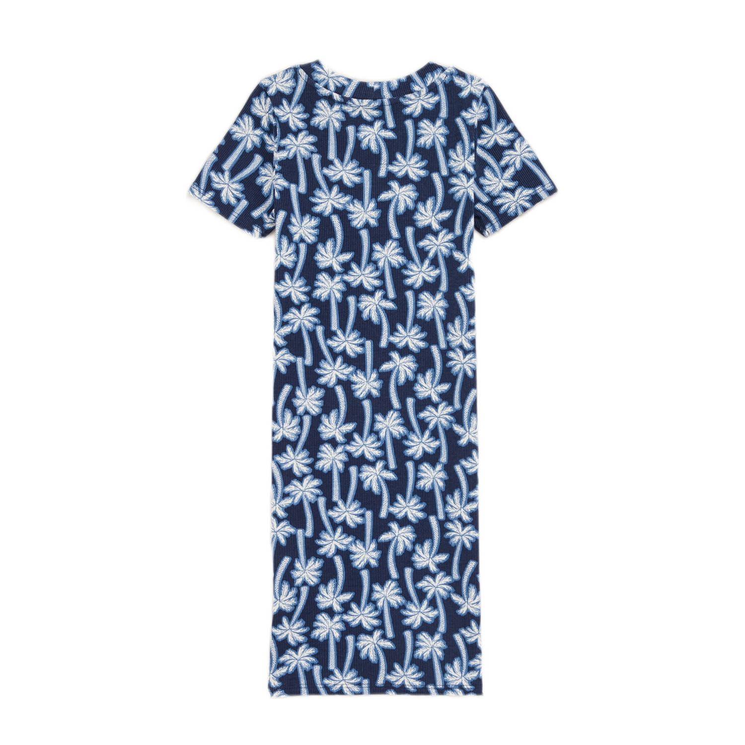 WE Fashion T-shirtjurk donkerblauw wit