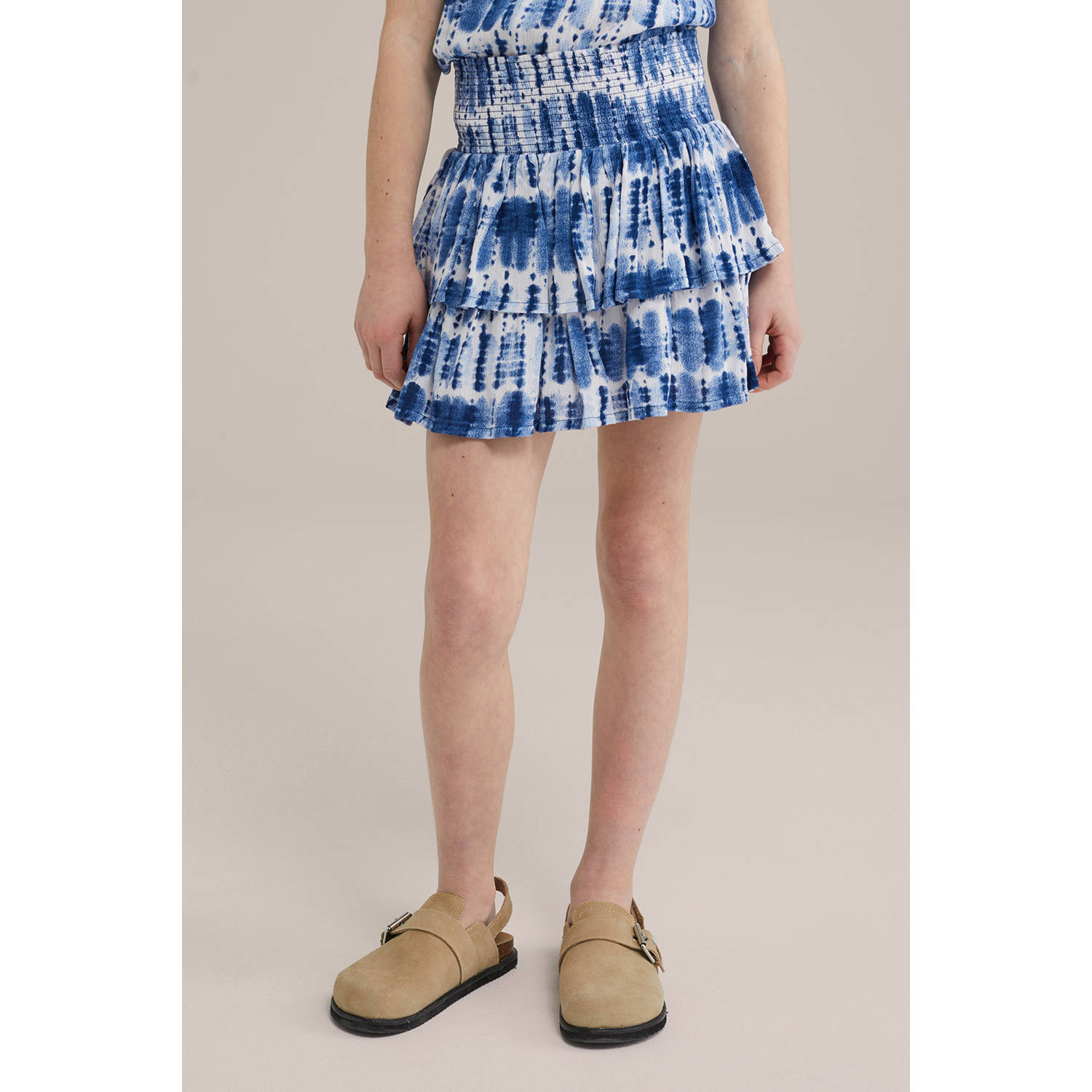 WE Fashion strokenrok blauw wit
