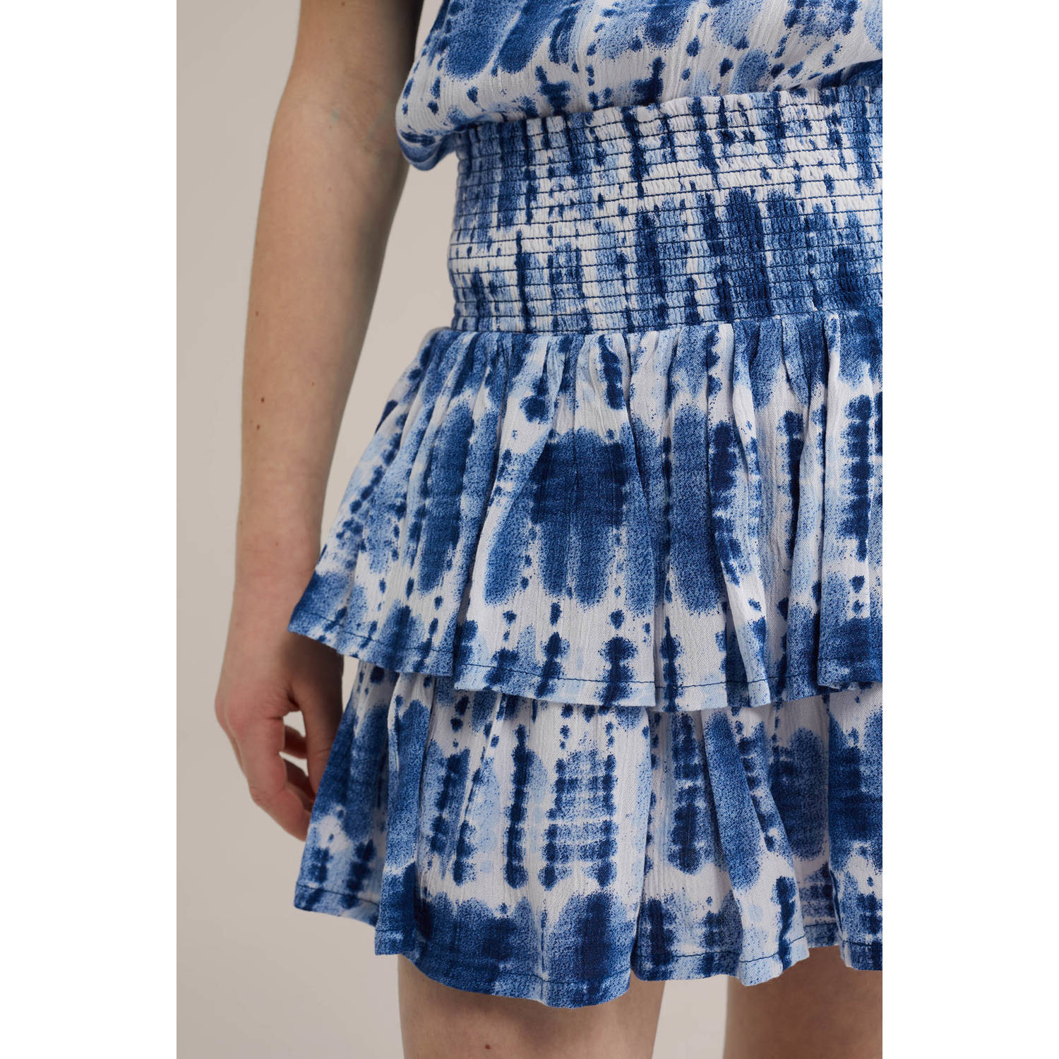 WE Fashion strokenrok blauw wit