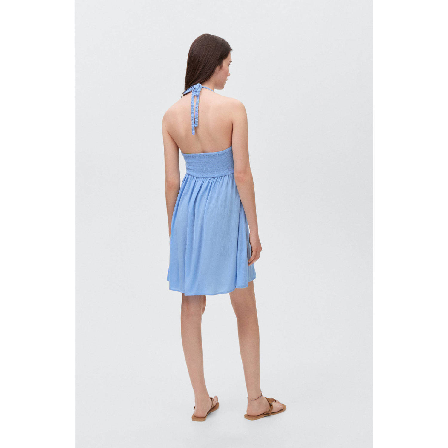 MANGO TEEN korte jurk crochet lichtblauw