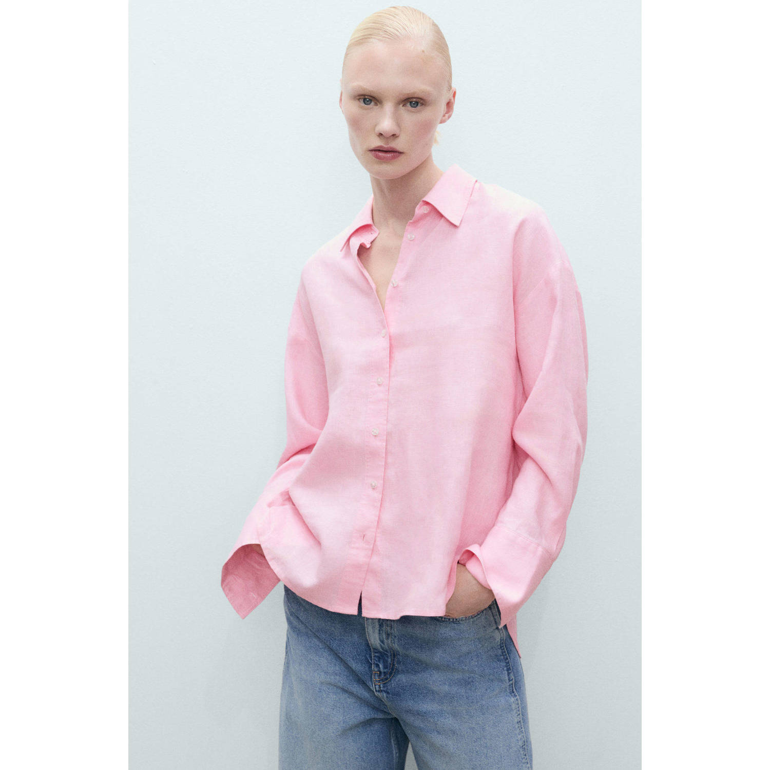 Mango blouse lichtroze