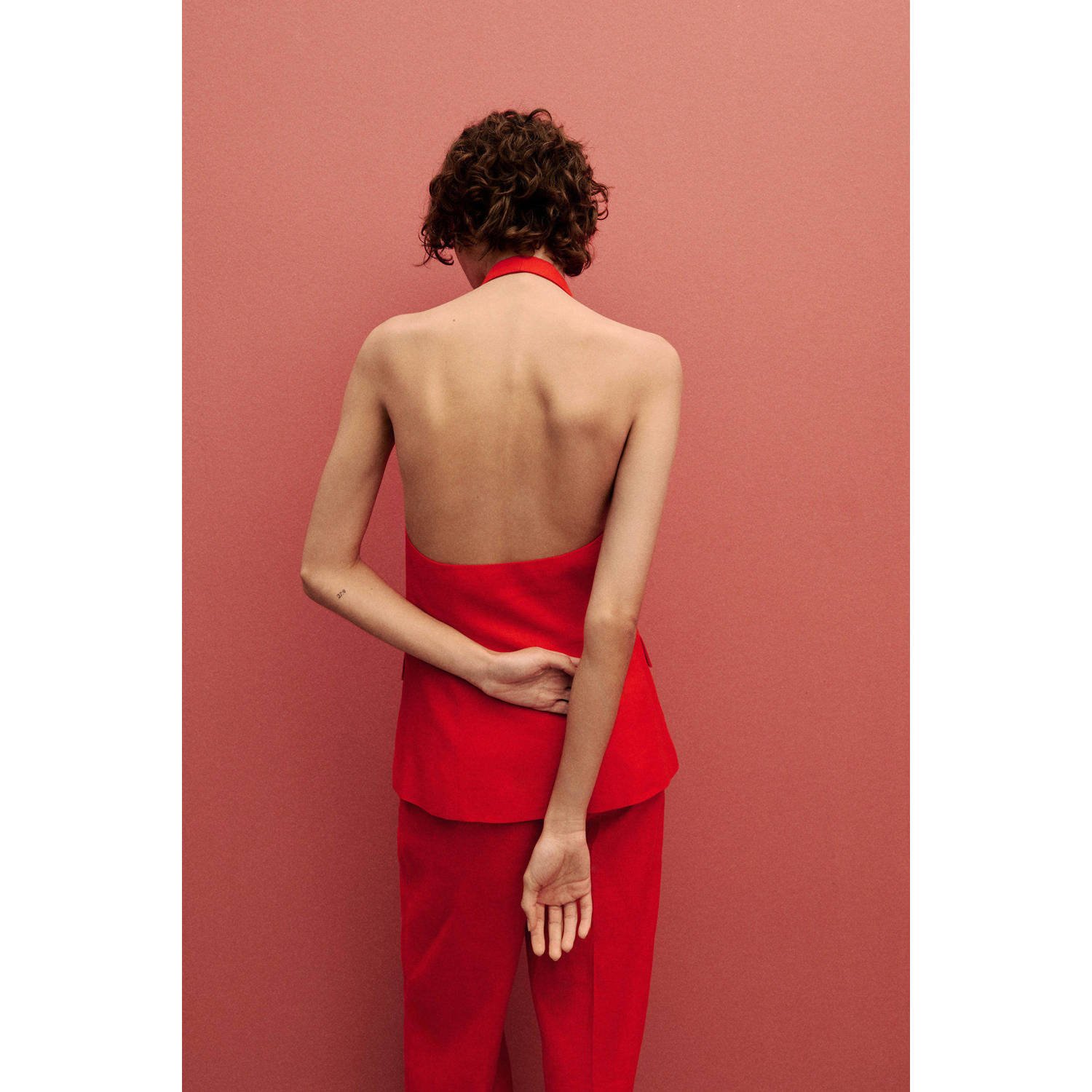 Mango linnen gilet rood