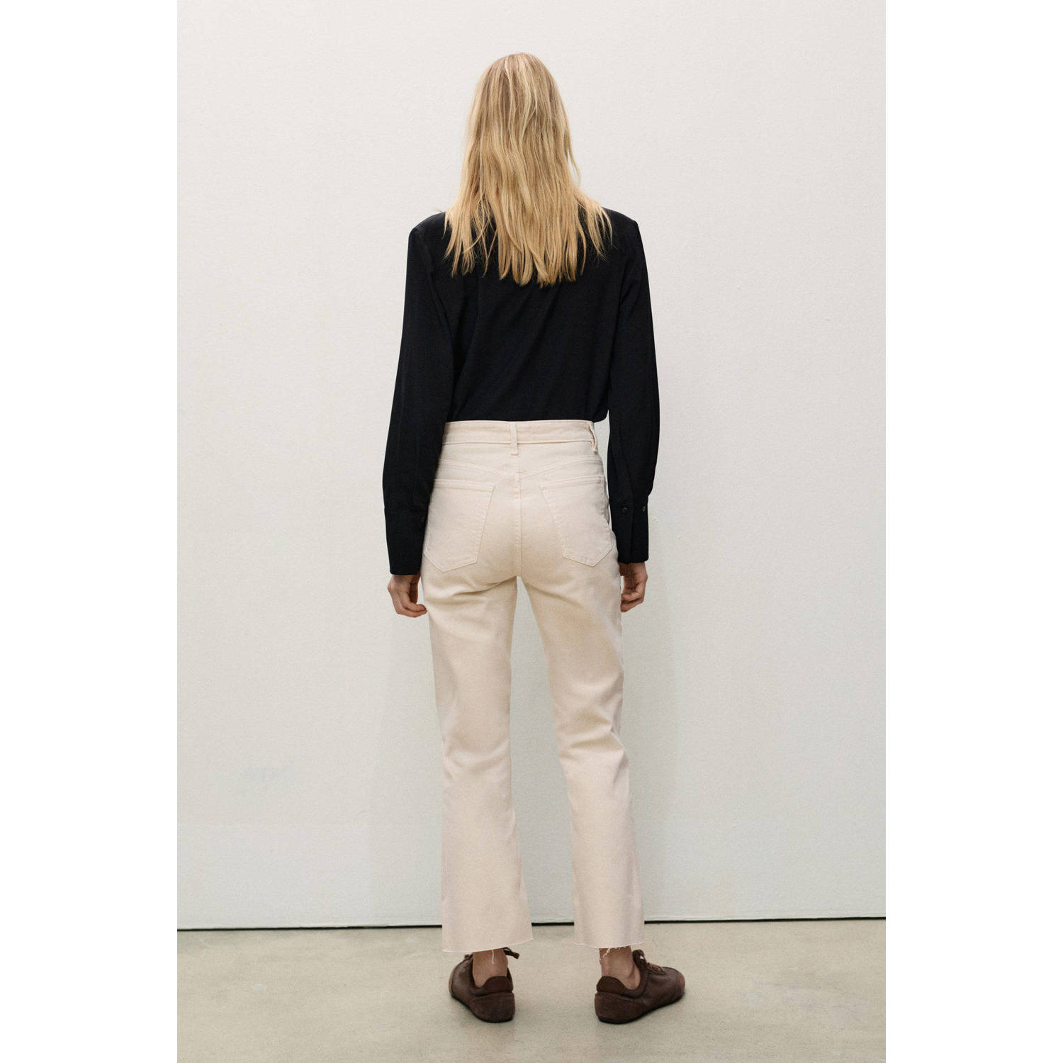 Mango high waist flared jeans ecru