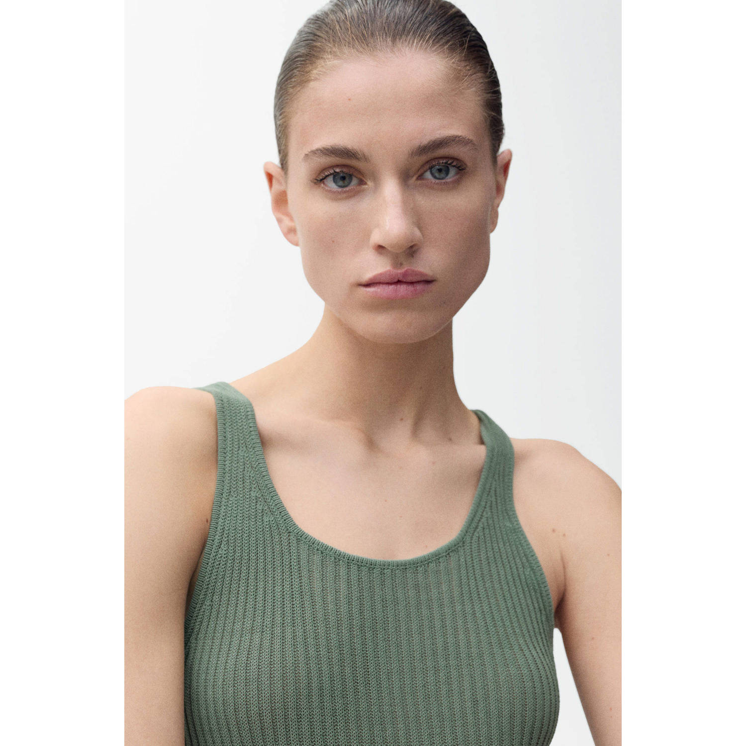 Mango top groen gebreid