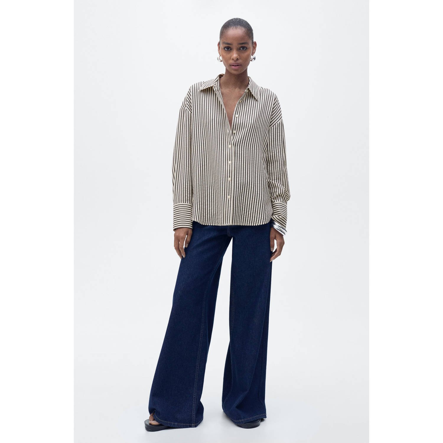 Mango blouse zwart ecru