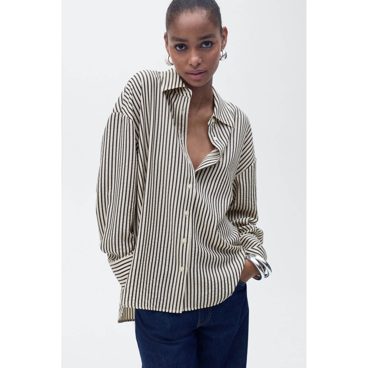 Mango blouse zwart ecru