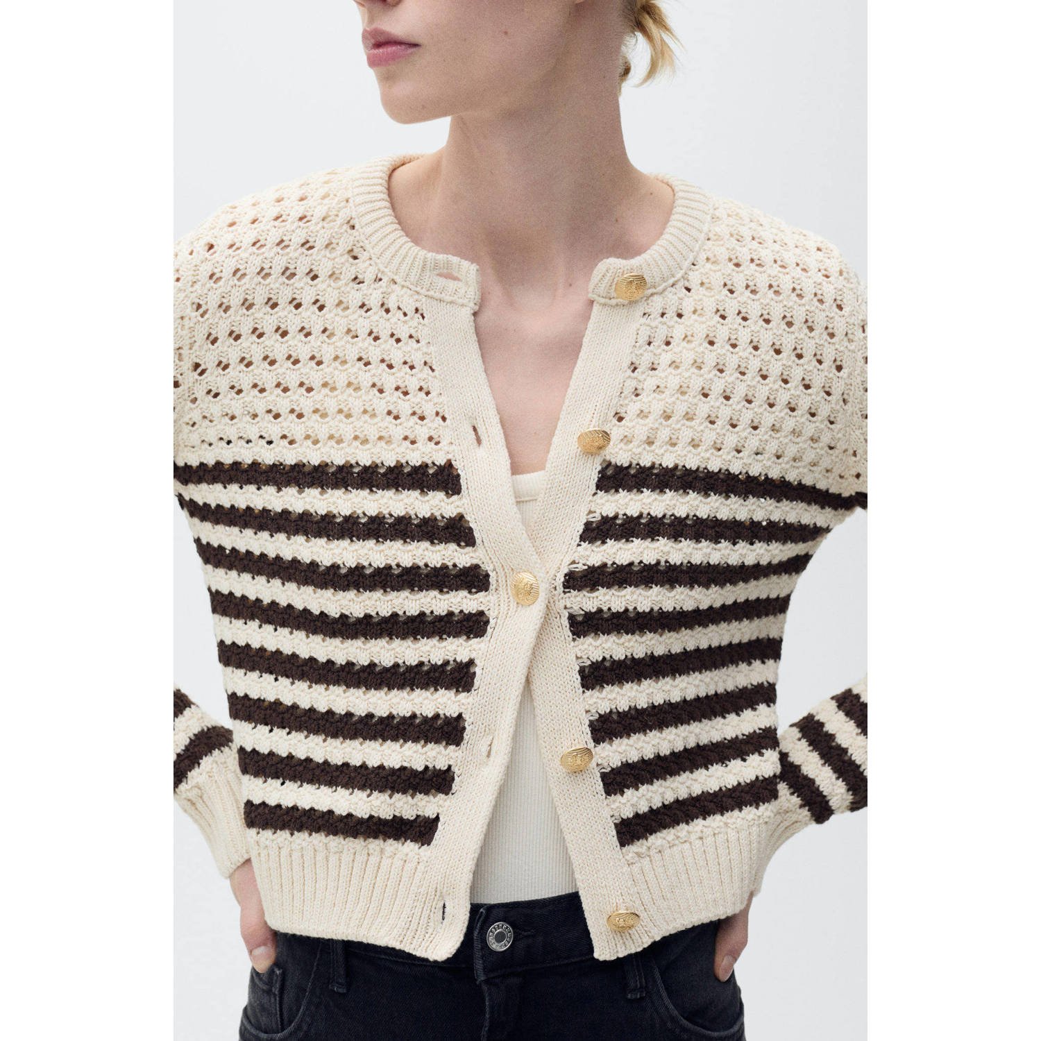 Mango gebreid vest ecru