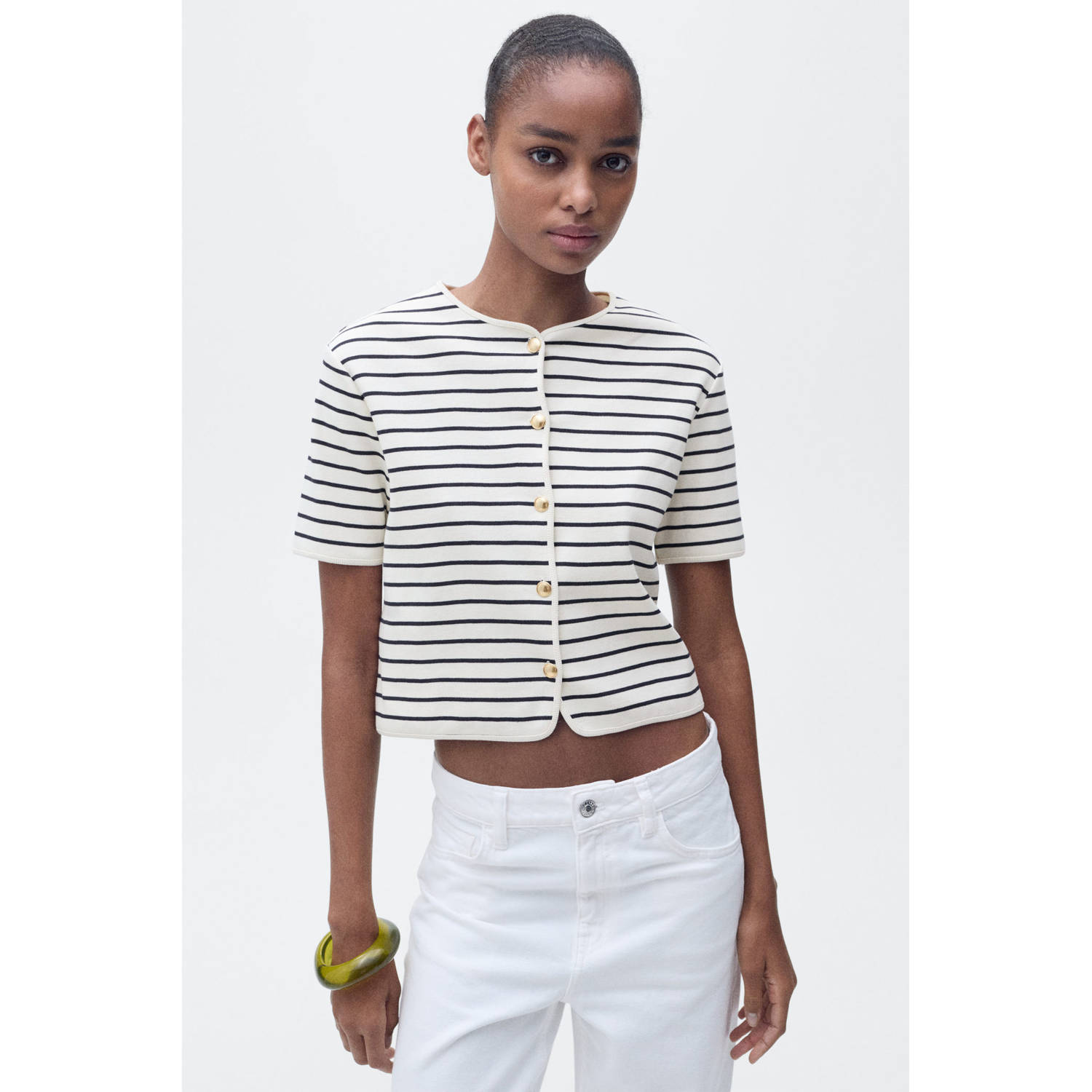 Mango gebreid vest wit