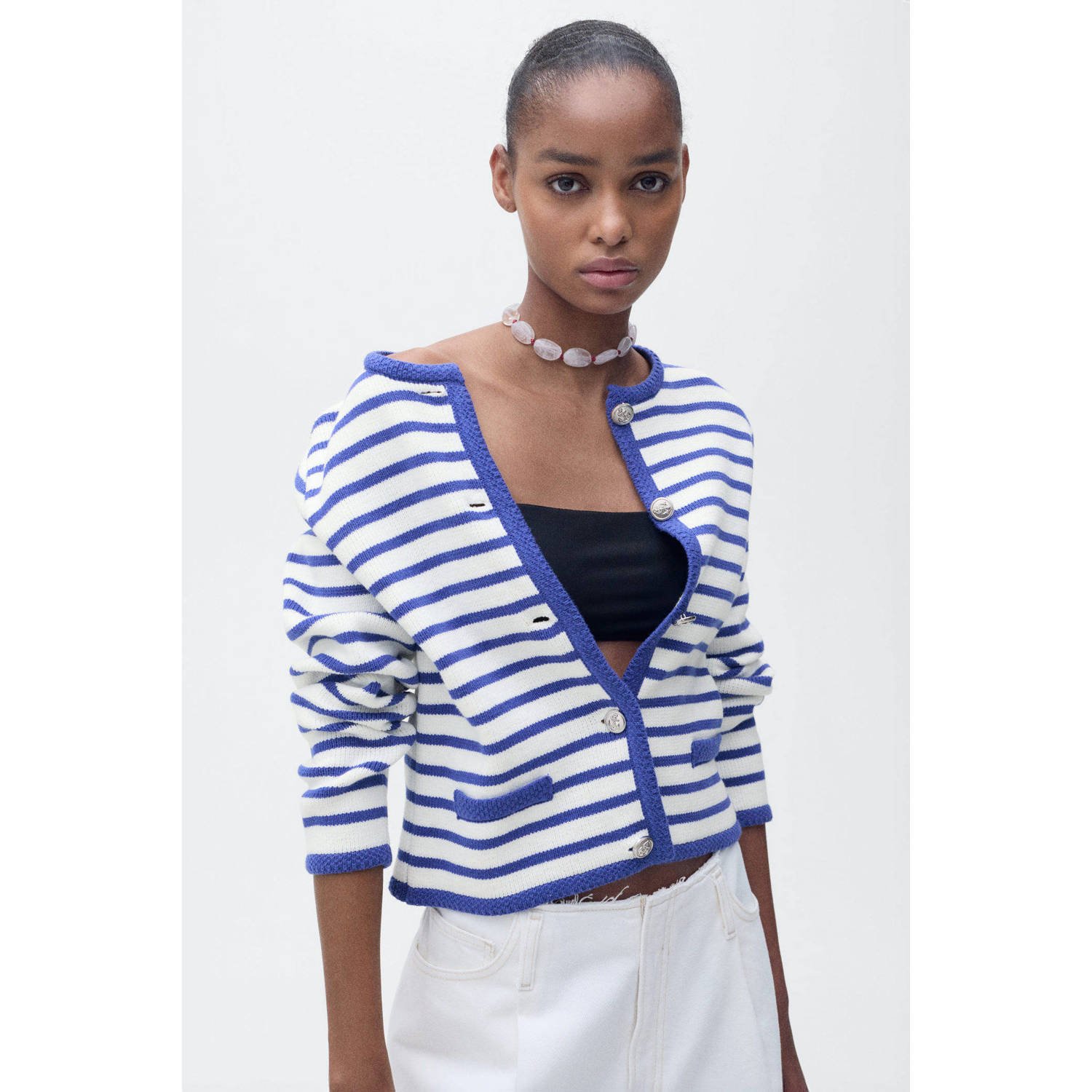 Mango gebreid vest blauw