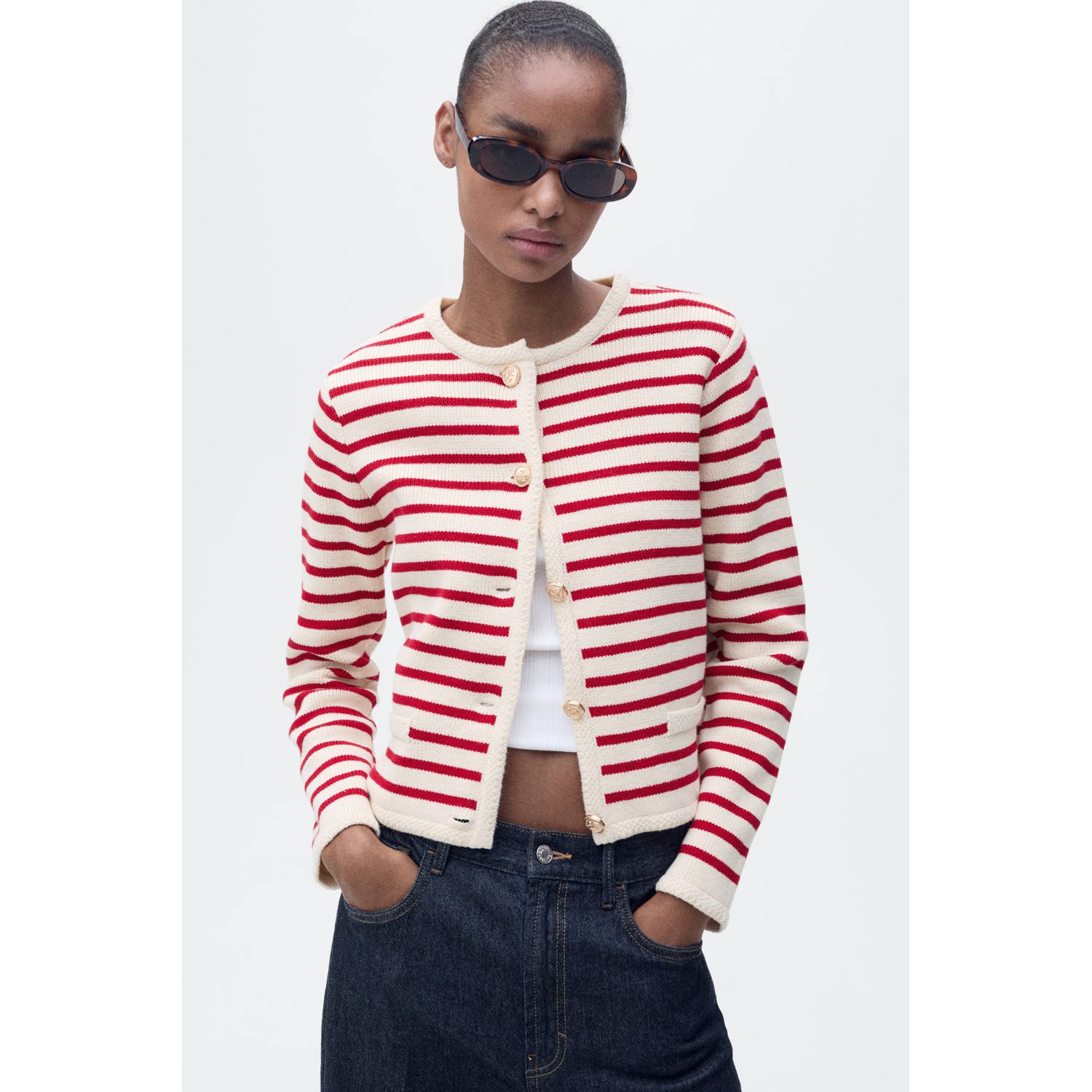 Mango gebreid vest rood