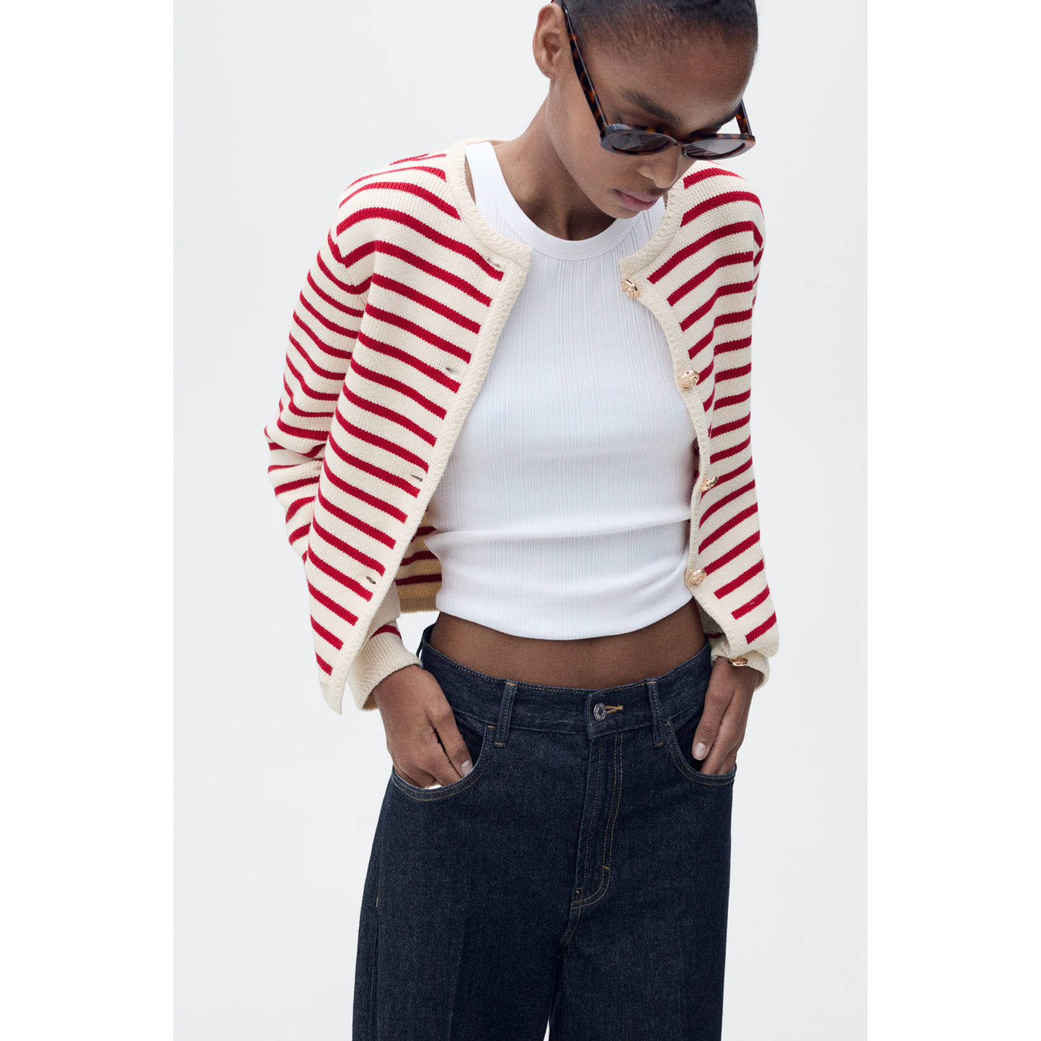 Mango gebreid vest rood
