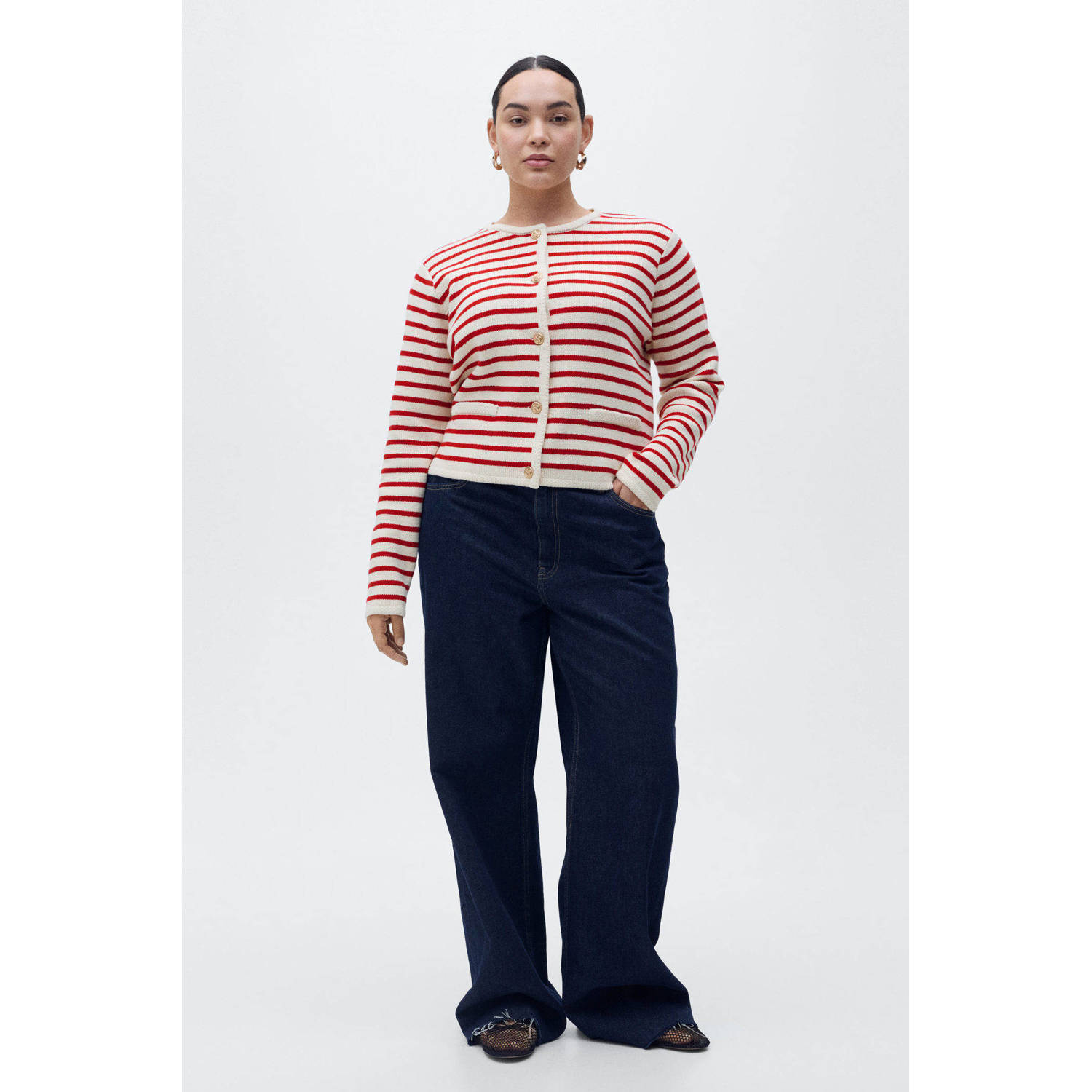 Mango gebreid vest rood