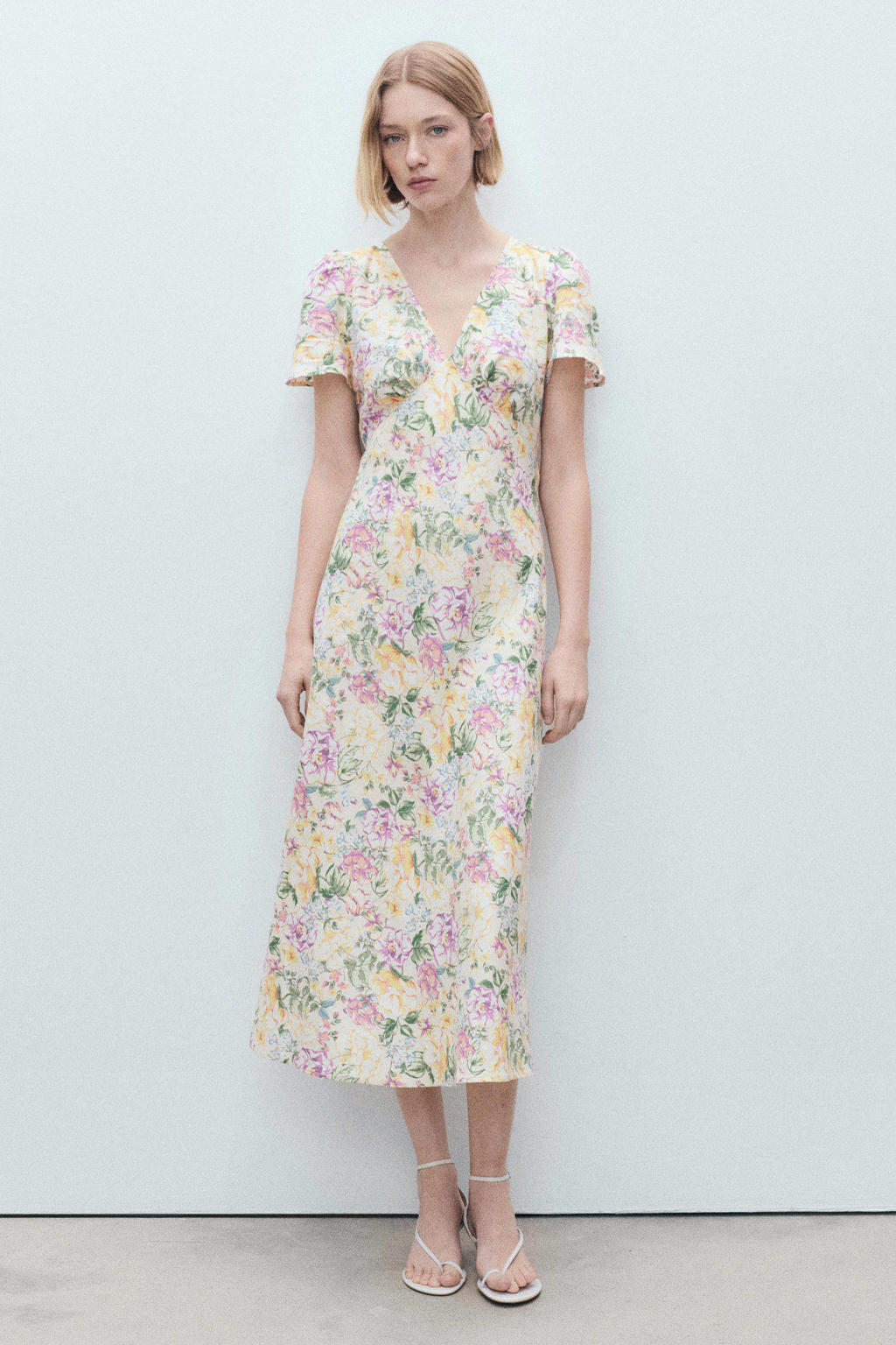 VEVESMUNDO Zomerjurk voor dames, korte mouwen, katoen, casual, A-lijn, ronde hals, vrijetijdsjurk, linnen jurk, lange jurk met zakken, Donkerblauw, M