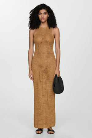 maxi jurk met lurex goud