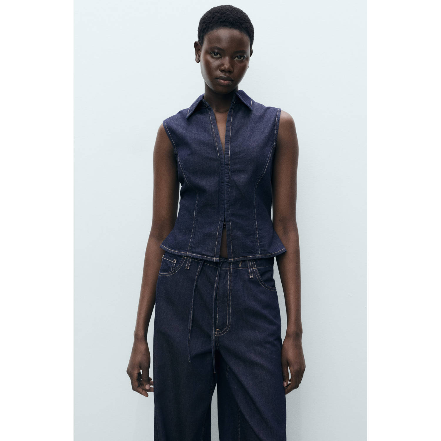 Mango gilet dark blue denim