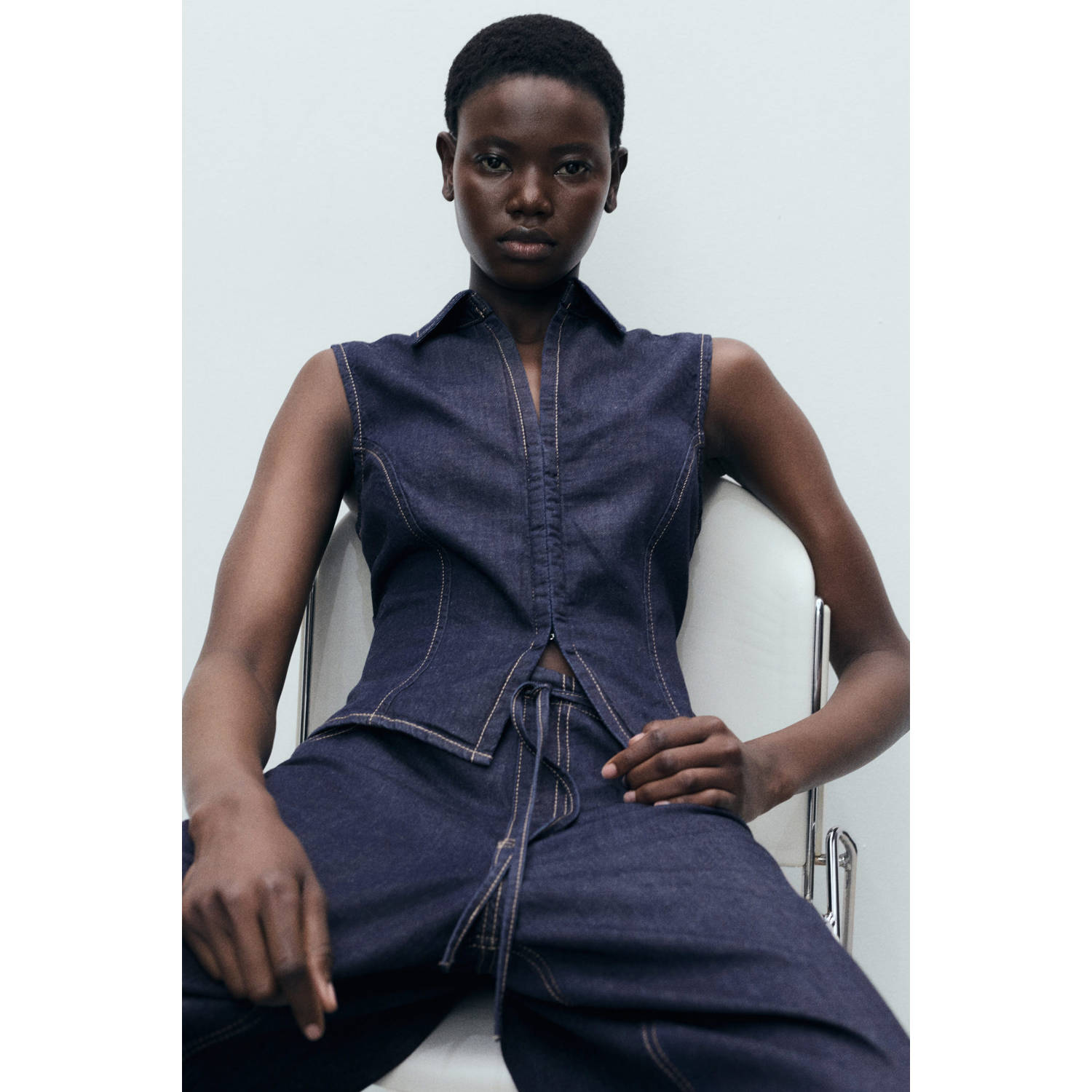 Mango gilet dark blue denim