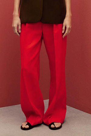 linnen wide leg regular waist broek rood