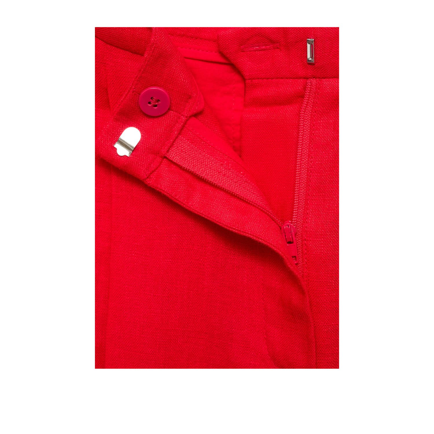 Mango linnen wide leg regular waist broek rood